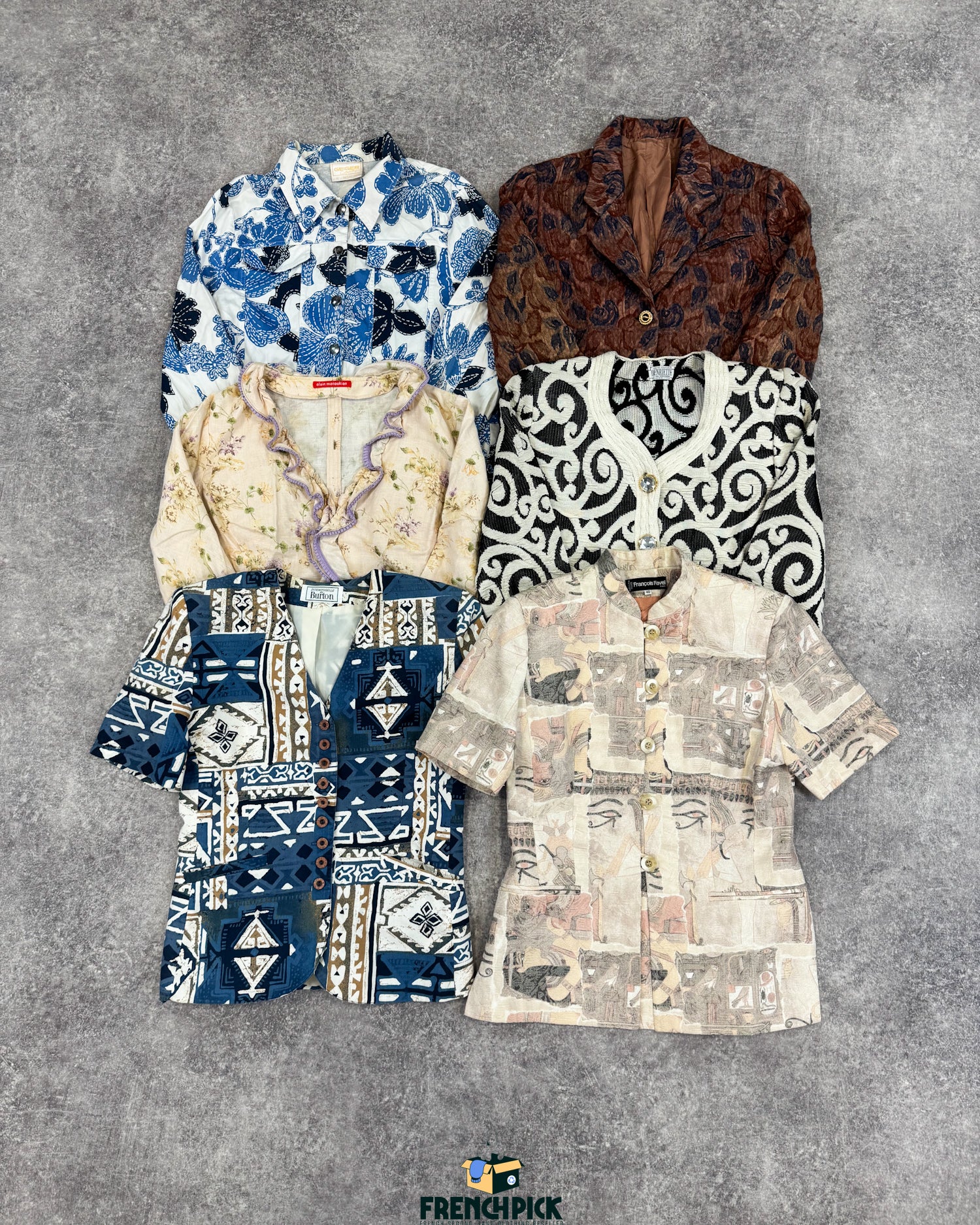 blazer-a-motifs-femme-marque-moderne-vintage-vetement-grossiste-friperie-wholesaler-seconde-main-occasion-textile-piece-80-90-2000-2010