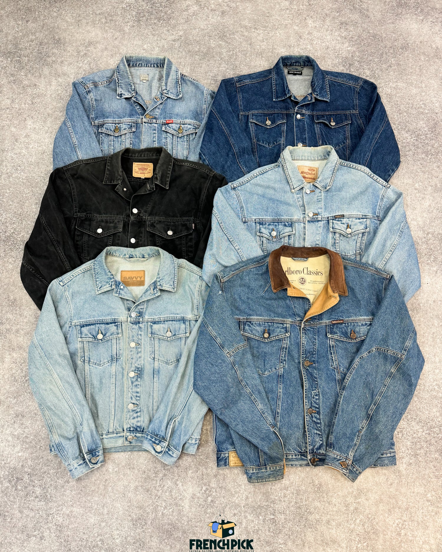 veste-jean-homme-grossiste-vintage-vetement-friperie-wholesaler-seconde-main-80-90-2000-2010