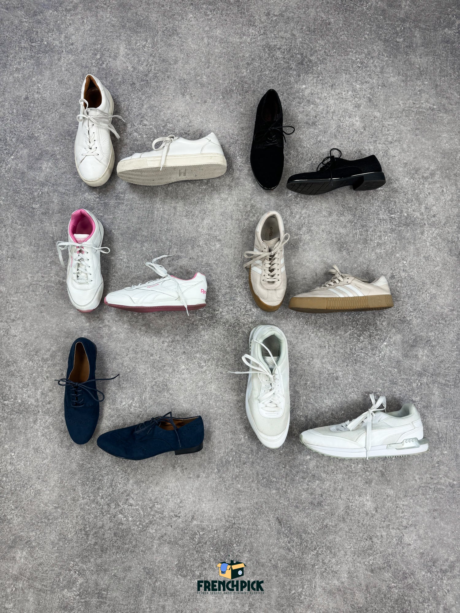 chaussures-de-ville-baskets-derbies-marques-adidas-bocage-Nike-hiver-femme-moderne-vetement-grossiste-friperie-wholesaler-seconde-main-marque-occasion-textile-piece-80-90-2000-2010-french-pick