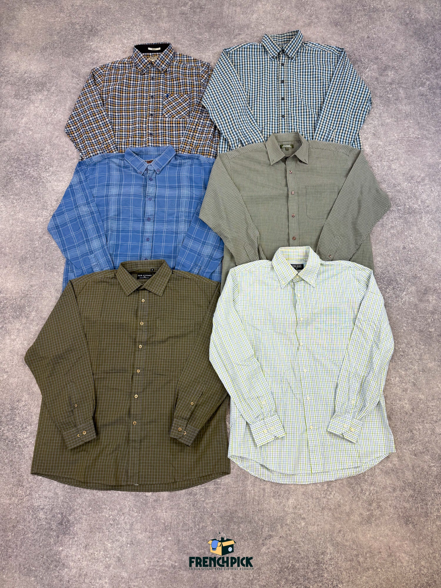 Chemise-a-carreaux-couleurs-vintage-costume-vetements-tenues-soiree-workwear-bucheron-homme-femme-vintage-vetement-grossiste-friperie-wholesaler-seconde-main-marque-occasion-textile-piece-annees-80-90-2000-2010-french-pick-reseller-vinted