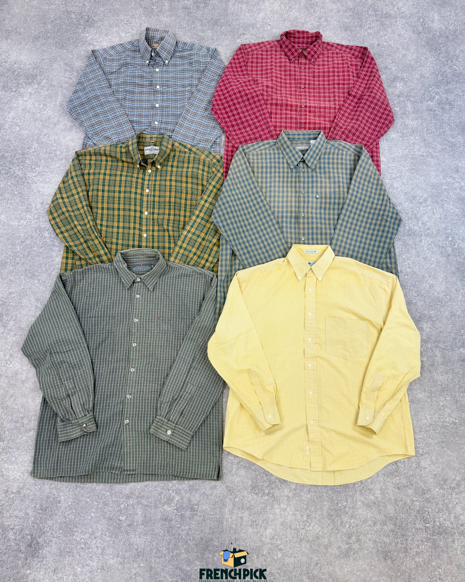 Chemise-a-carreaux-couleurs-vintage-costume-vetements-tenues-soiree-workwear-bucheron-homme-femme-vintage-vetement-grossiste-friperie-wholesaler-seconde-main-marque-occasion-textile-piece-annees-80-90-2000-2010-french-pick-reseller-vinted