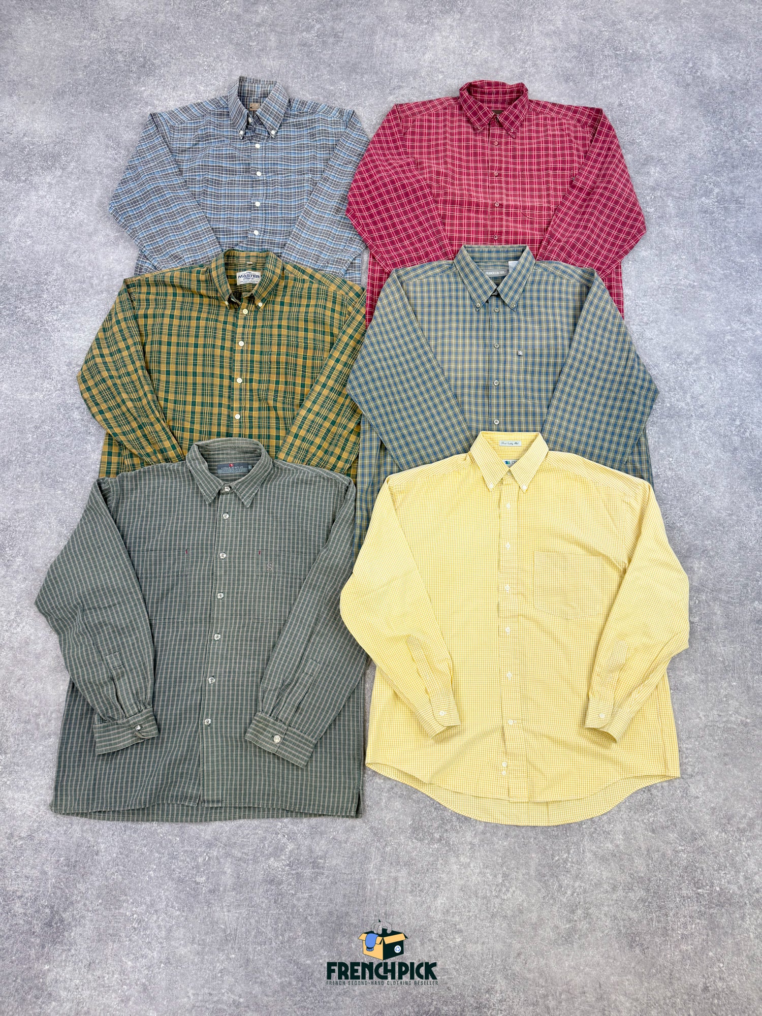 Chemise-a-carreaux-couleurs-vintage-costume-vetements-tenues-soiree-workwear-bucheron-homme-femme-vintage-vetement-grossiste-friperie-wholesaler-seconde-main-marque-occasion-textile-piece-annees-80-90-2000-2010-french-pick-reseller-vinted