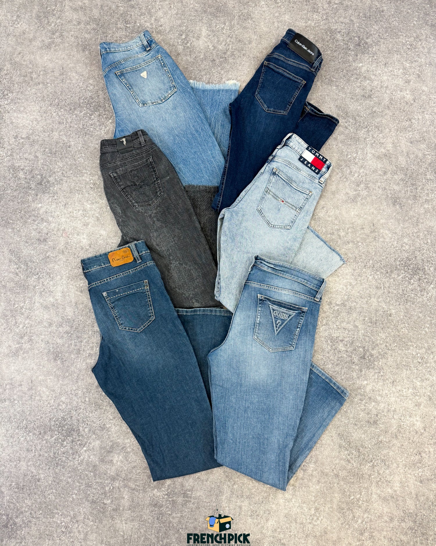 Jean-marques-brend-tommy-calvin-klein-gess-pierre-cardin-femme-vintage-moderne-vetement-grossiste-friperie-wholesaler-seconde-main-occasion-textile-piece-80-90-2000-2010-french-pick