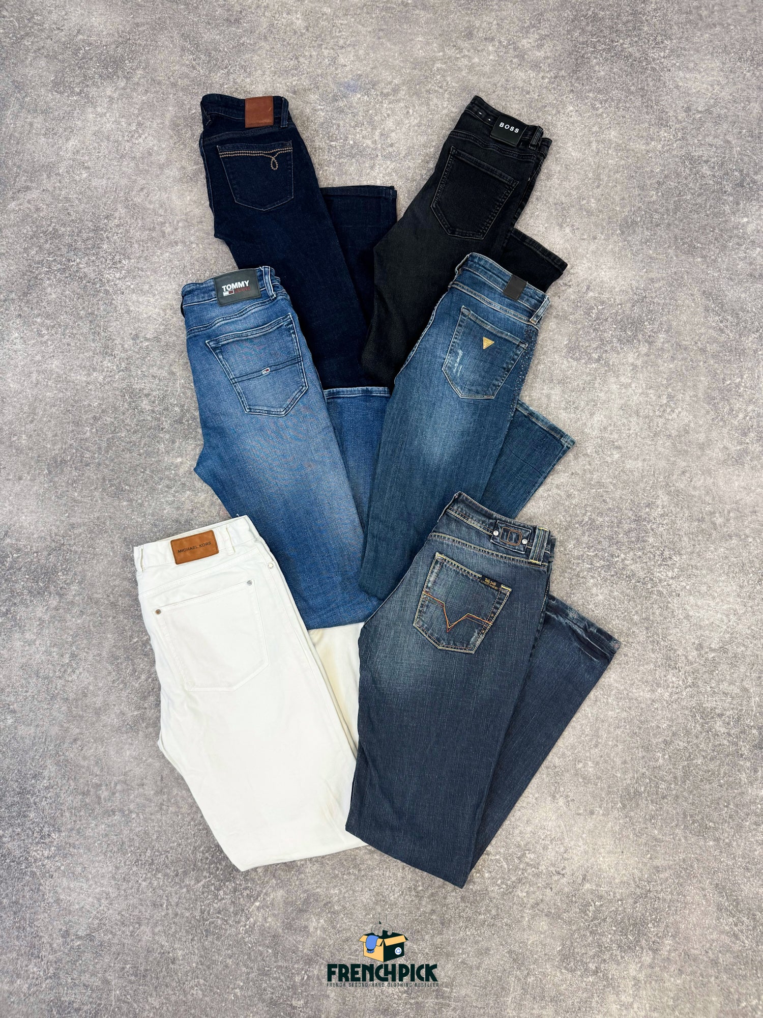 Jean-marques-brend-tommy-calvin-klein-gess-pierre-cardin-femme-vintage-moderne-vetement-grossiste-friperie-wholesaler-seconde-main-occasion-textile-piece-80-90-2000-2010-french-pick