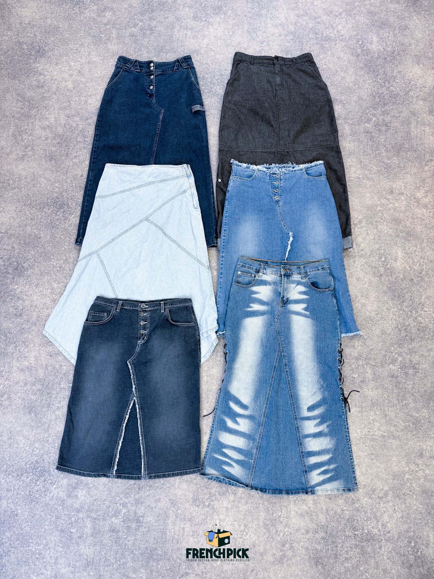 jupe-en-jean-longue-denim-mini-jupe-Y2K-femme-vintage-vetement-grossiste-friperie-wholesaler-seconde-main-marque-occasion-textile-piece-80-90-2000-2010-french-pick