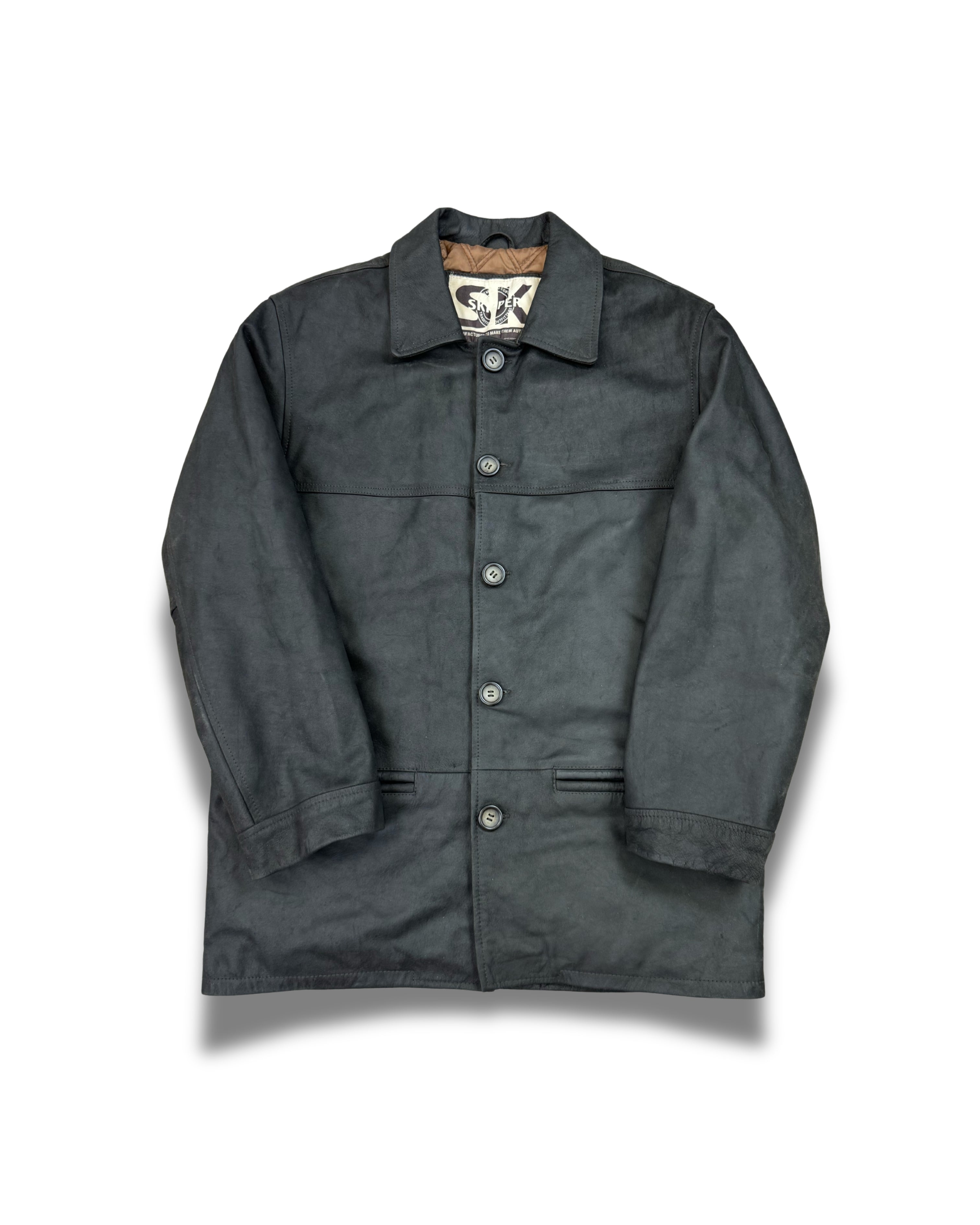 cuirs-manteau-veste-en-cuir-blazer-vintage-vrai-cuir-de-vache-daim-patine-ancien-homme-vintage-vetements-femme-vintage-vetement-grossiste-friperie-wholesaler-seconde-main-marque-occasion-textile-piece-annees-80-90-2000-2010-french-pick-reseller-vinted-reseller-vinted-vente-en-ligne