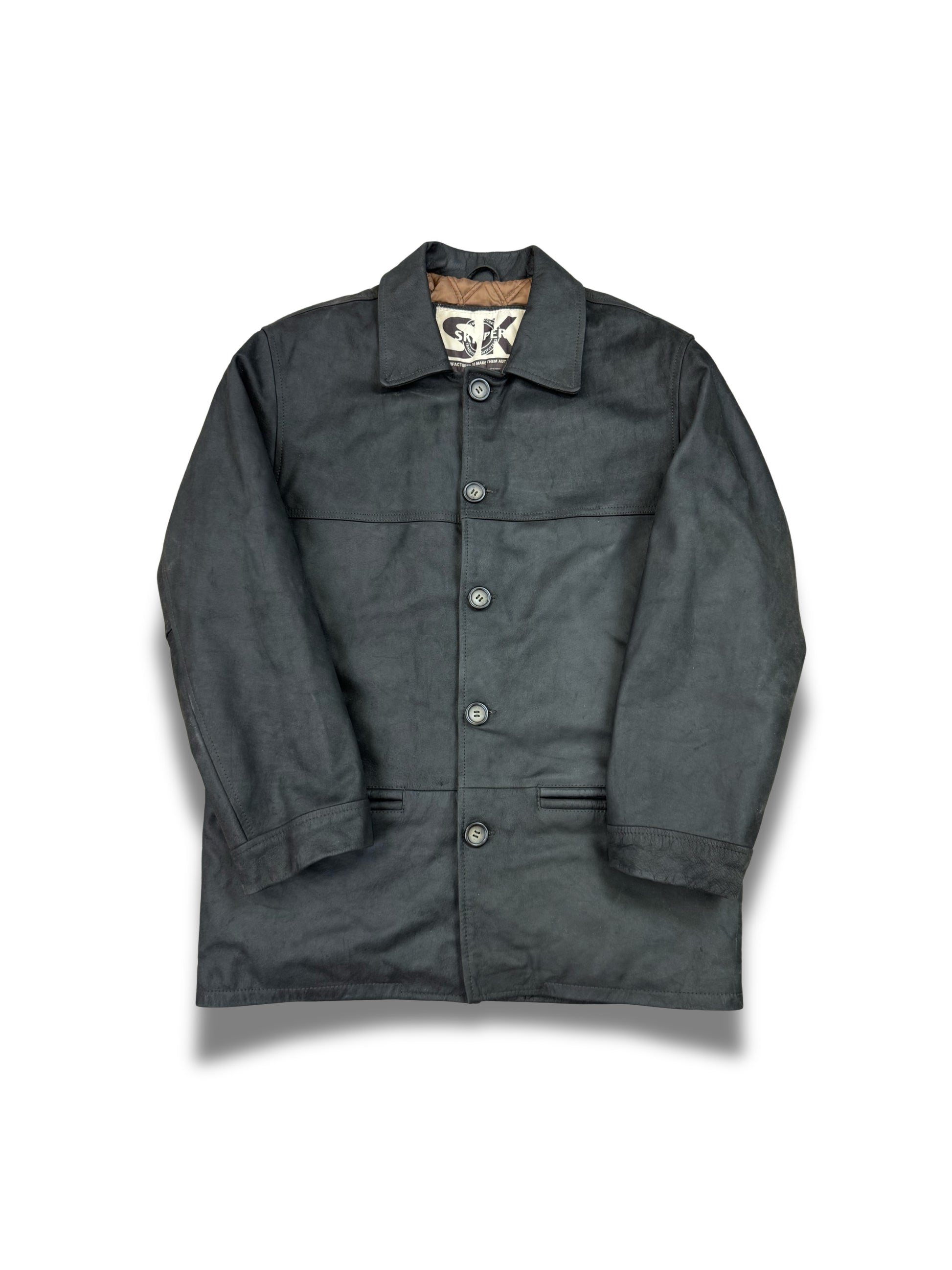 cuirs-manteau-veste-en-cuir-blazer-vintage-vrai-cuir-de-vache-daim-patine-ancien-homme-vintage-vetements-femme-vintage-vetement-grossiste-friperie-wholesaler-seconde-main-marque-occasion-textile-piece-annees-80-90-2000-2010-french-pick-reseller-vinted-reseller-vinted-vente-en-ligne