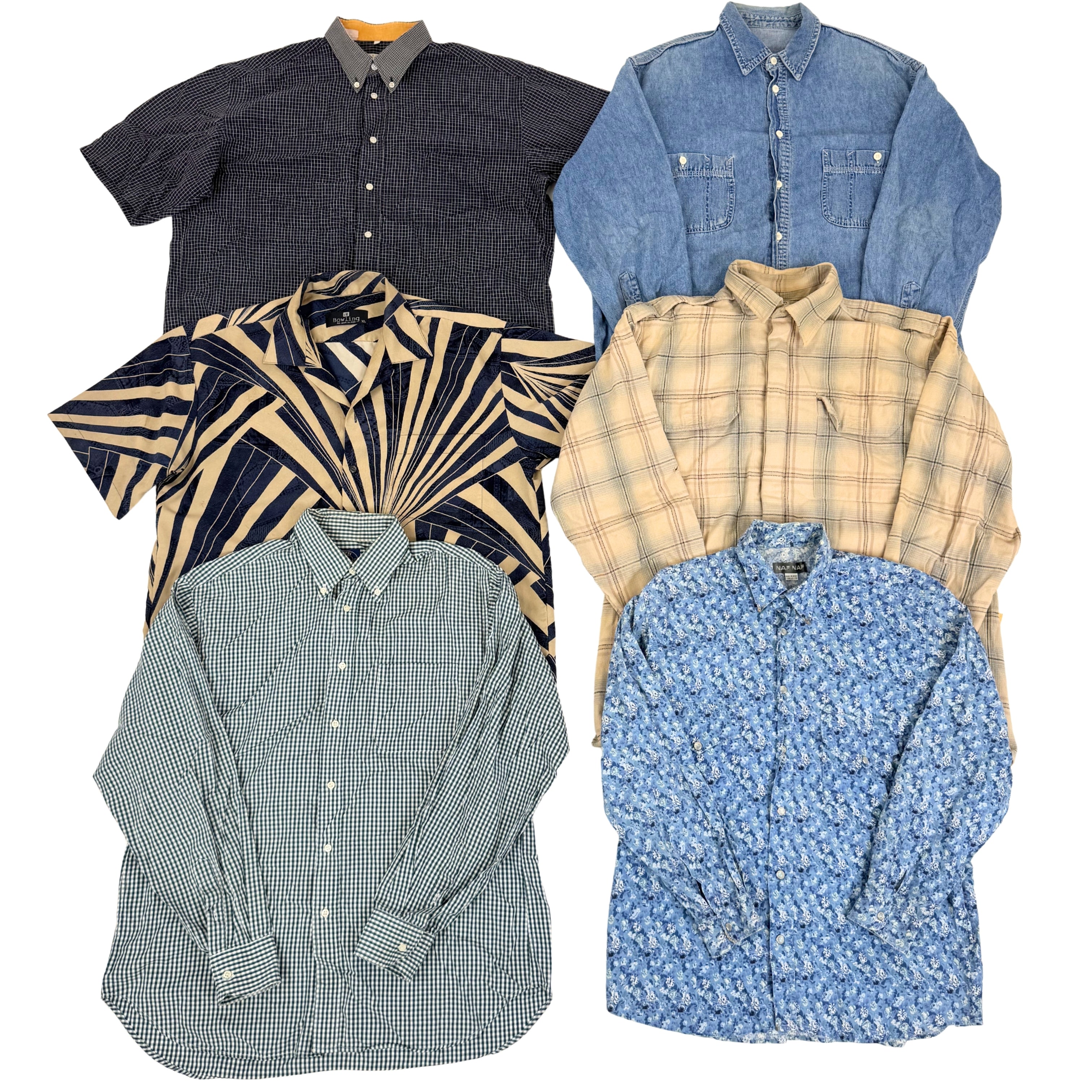 grade-b-vetements-chemise-manches-courtes-longues-chemises-legere-epaisse-costume-flanelle-ete-hiver-printemps-automne-vintage-homme-femme-vintage-80-90-vetement-grossiste-friperie-wholesaler-seconde-main-marque-occasion-textile-piece-80-90-2000-2010-french-pick-reseller-vinted