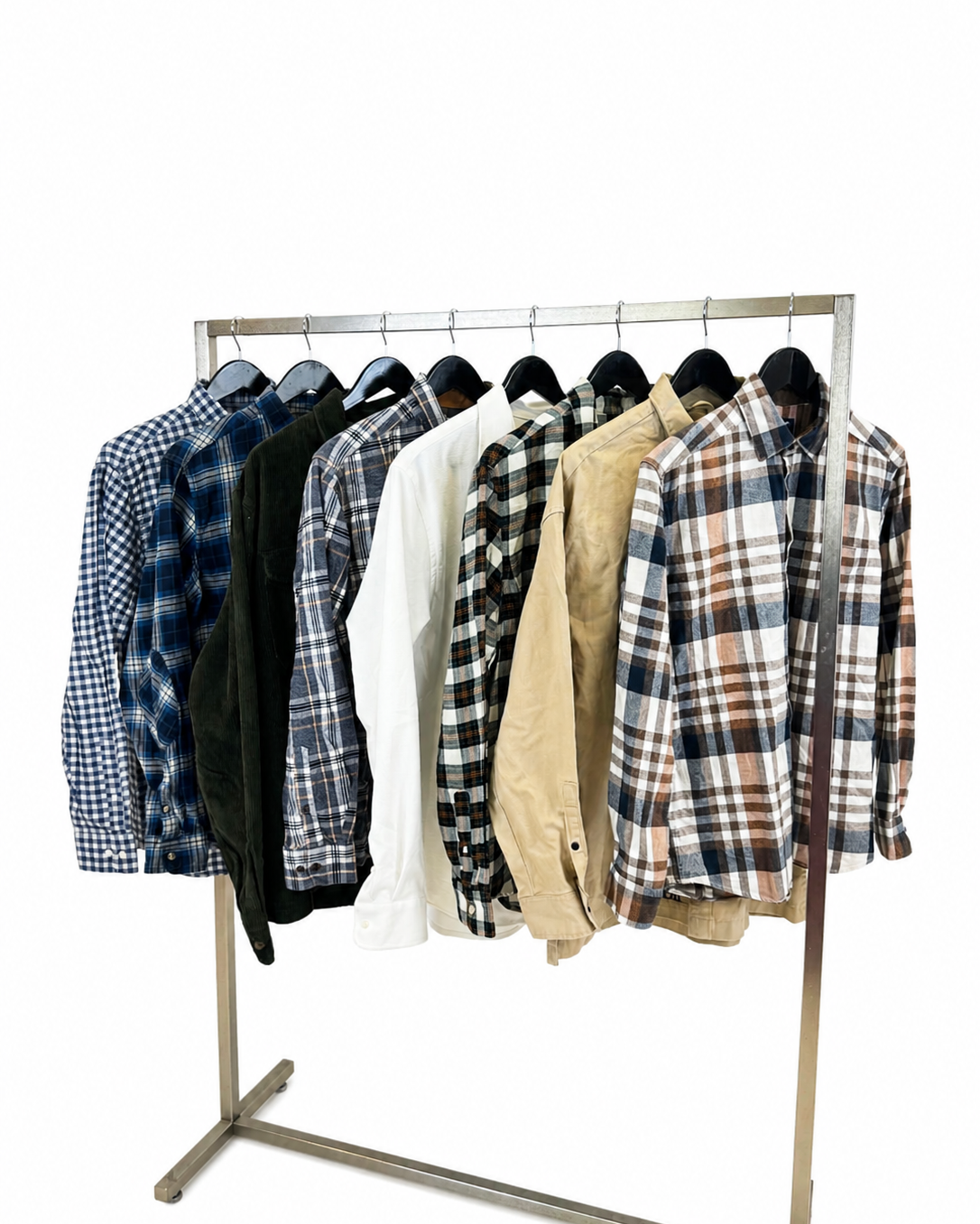 Mix-chemises-a-manches-courtes-longues-epaisses-flanelle-col-motifs-rayes-carreaux-unies-couleurs-costume-moderne-homme-ete-hiver-vetement-vintage-grossiste-friperie-wholesaler-seconde-main-marque-occasion-revente-textile-piece-80-90-2000-2010-Y2K-french-pick-reseller-vinted