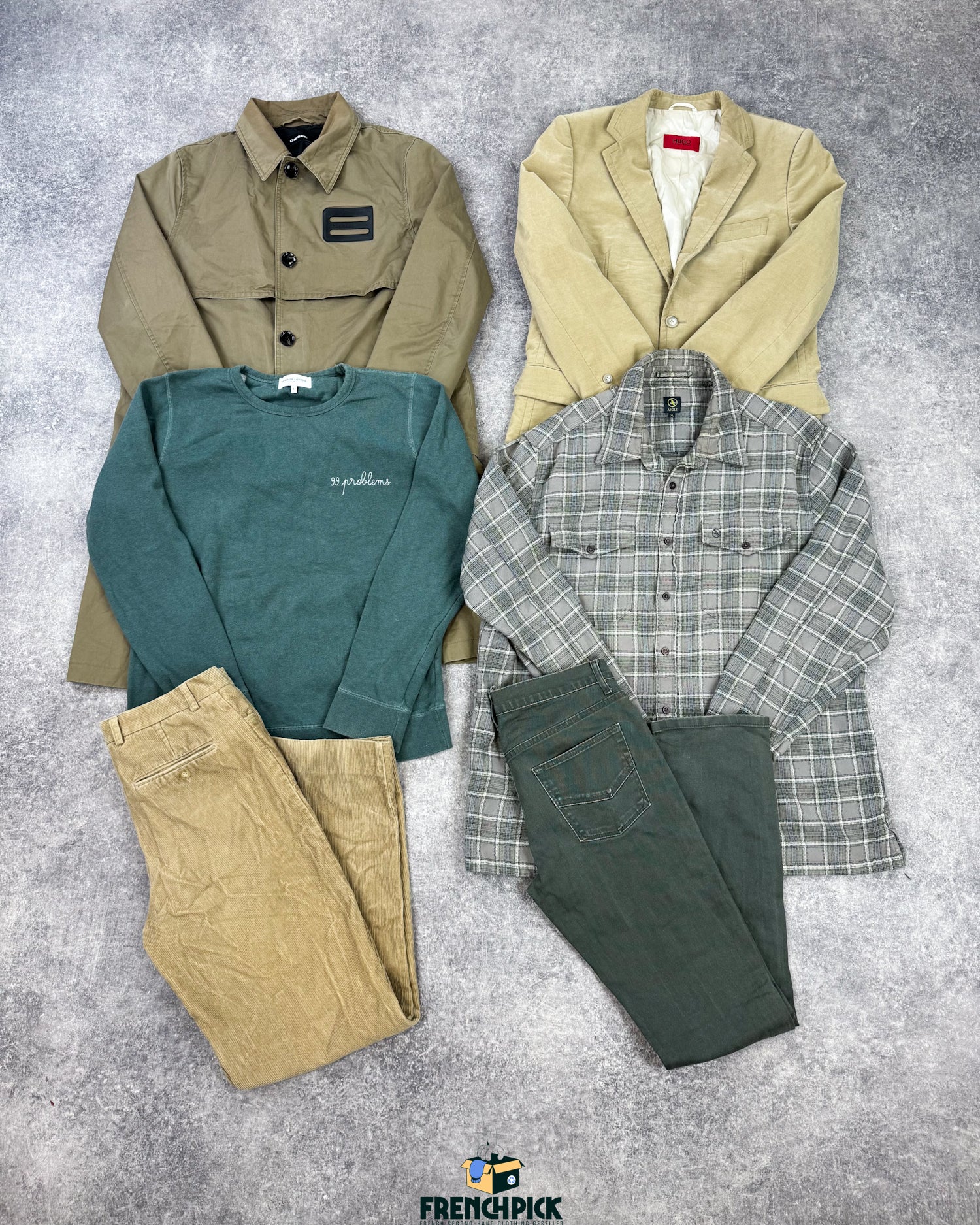 vetements-haut-de-game-Cos-Sandro-Diesel-IKKS-Aigle-The-Kooples-Gant-Calvin-Klein-Pierre-Cardin-Hugo-Boss-homme-femme-moderne-vetement-grossiste-friperie-wholesaler-seconde-main-occasion-textile-piece-80-90-2000-2010-french-pick