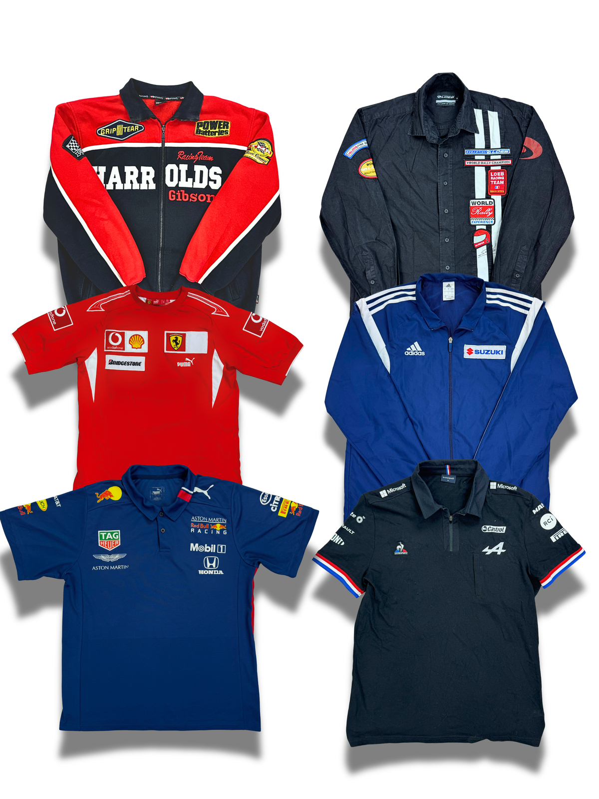 mix-racing-course-marque-de-voiture-formule-1-partenaire-sponsor-honda-infiniti-nissan-ferrari-porsche-car-brand-t-shirt-pull-veste-col-camioneur-homme-femme-moderne-vetements-vintage-moderne-grossiste-friperie-fripe-homme-femme-wholesaler-seconde-main-marque-occasion-textile-piece-annees-80-90-2000-2010-french-pick-reseller-vinted-reseller-vinted-vente-en-ligne