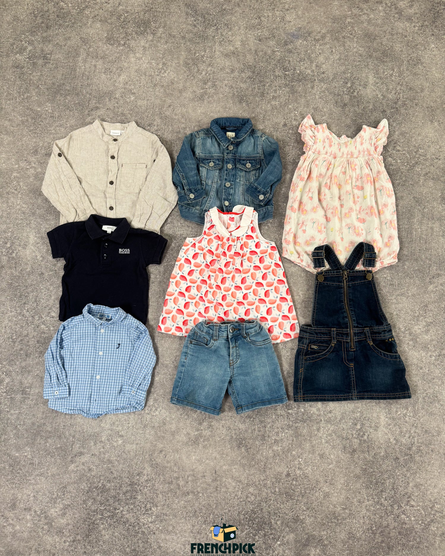 enfant-0-3-ans-ete-pantalon-tee-shirt-robe-shorts-combinaison-jupes-polo-grossiste-vintage-moderne-vetement-friperie-wholesaler-seconde-main-80-90-2000-2010-french-pick