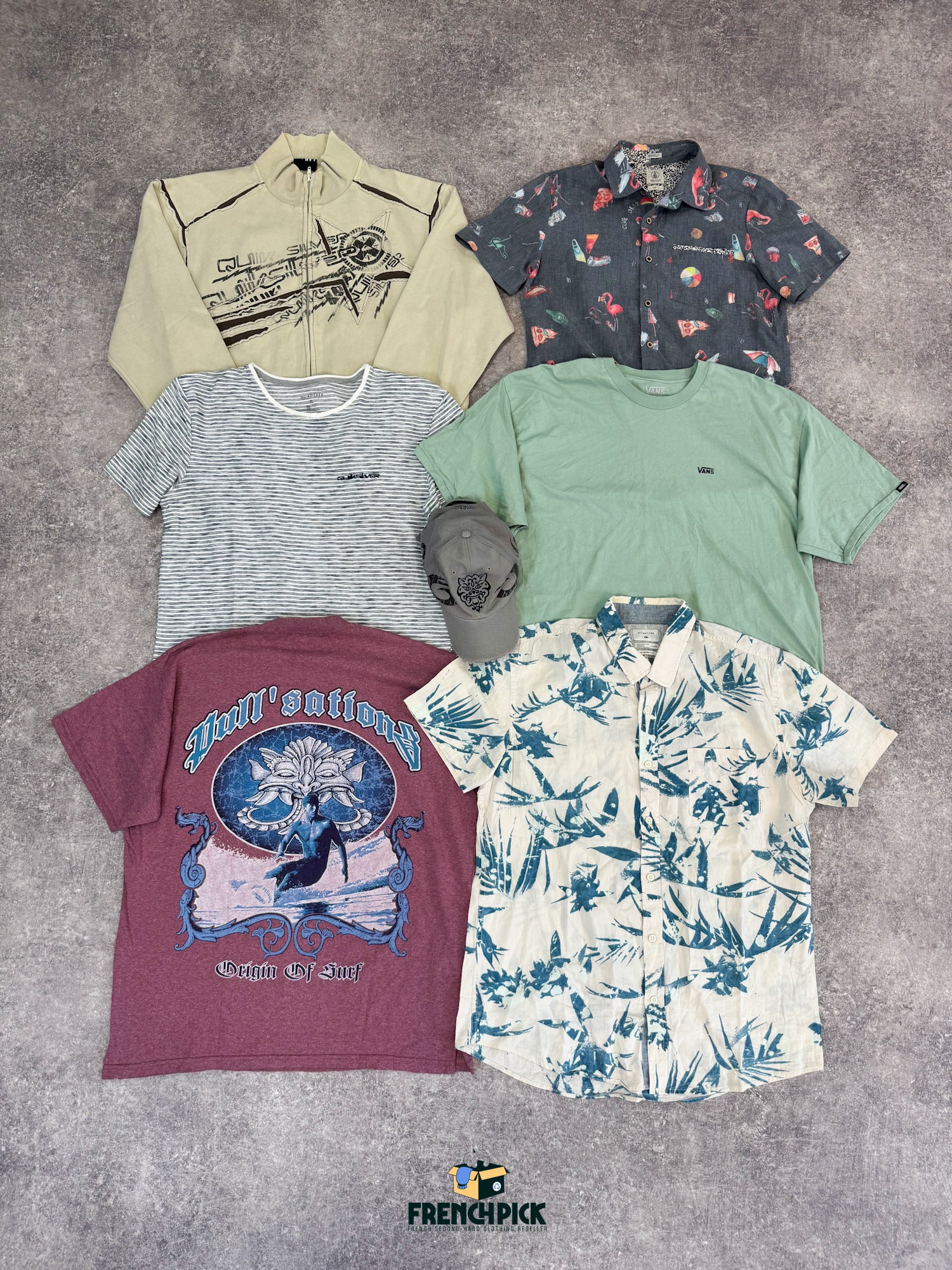 mix-surf-skate-t-shirt-chemise-skateur-surfeur-Quicksilver-Billabong-Oxbow-Vans-Huf-Rip-Curl-Element-homme-moderne-vintage-vetement-grossiste-friperie-wholesaler-seconde-main-marque-occasion-textile-piece-80-90-2000-2010-french-pick