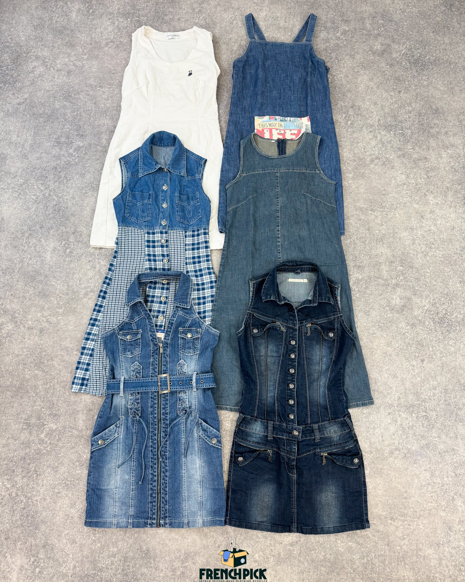 robe-vintage-en-jean-femme-unie-a-motifs-ete-hiver-vetement-grossiste-friperie-wholesaler-seconde-main-marque-occasion-textile-piece-80-90-2000-2010-Y2K-french-pick