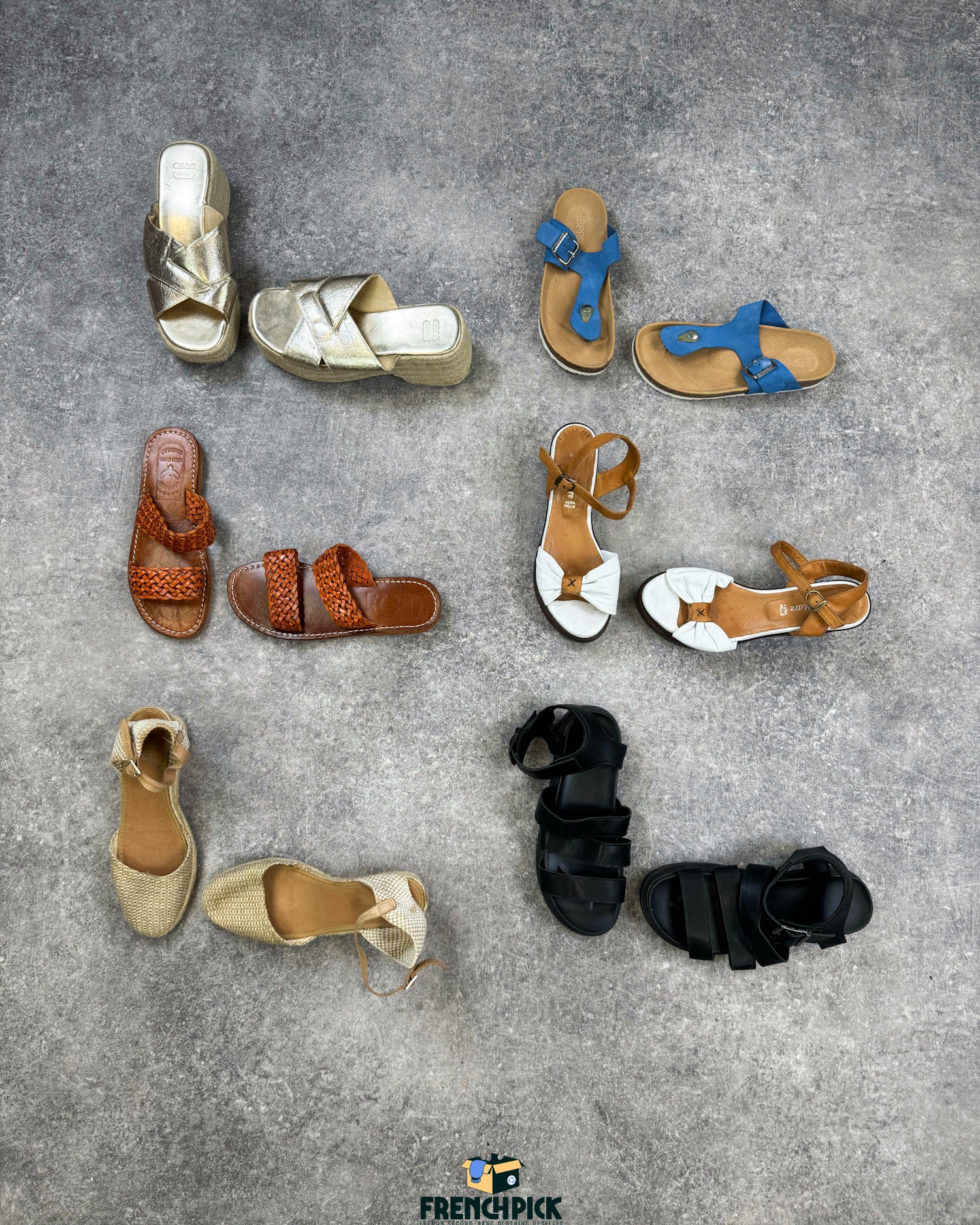 chaussures-sandales-plage-ete-a-talons-escarpins-compenses-toile-cuir-soiree-ballerines-femme-moderne-vetement-grossiste-friperie-wholesaler-seconde-main-marque-occasion-textile-piece-80-90-2000-2010-french-pick