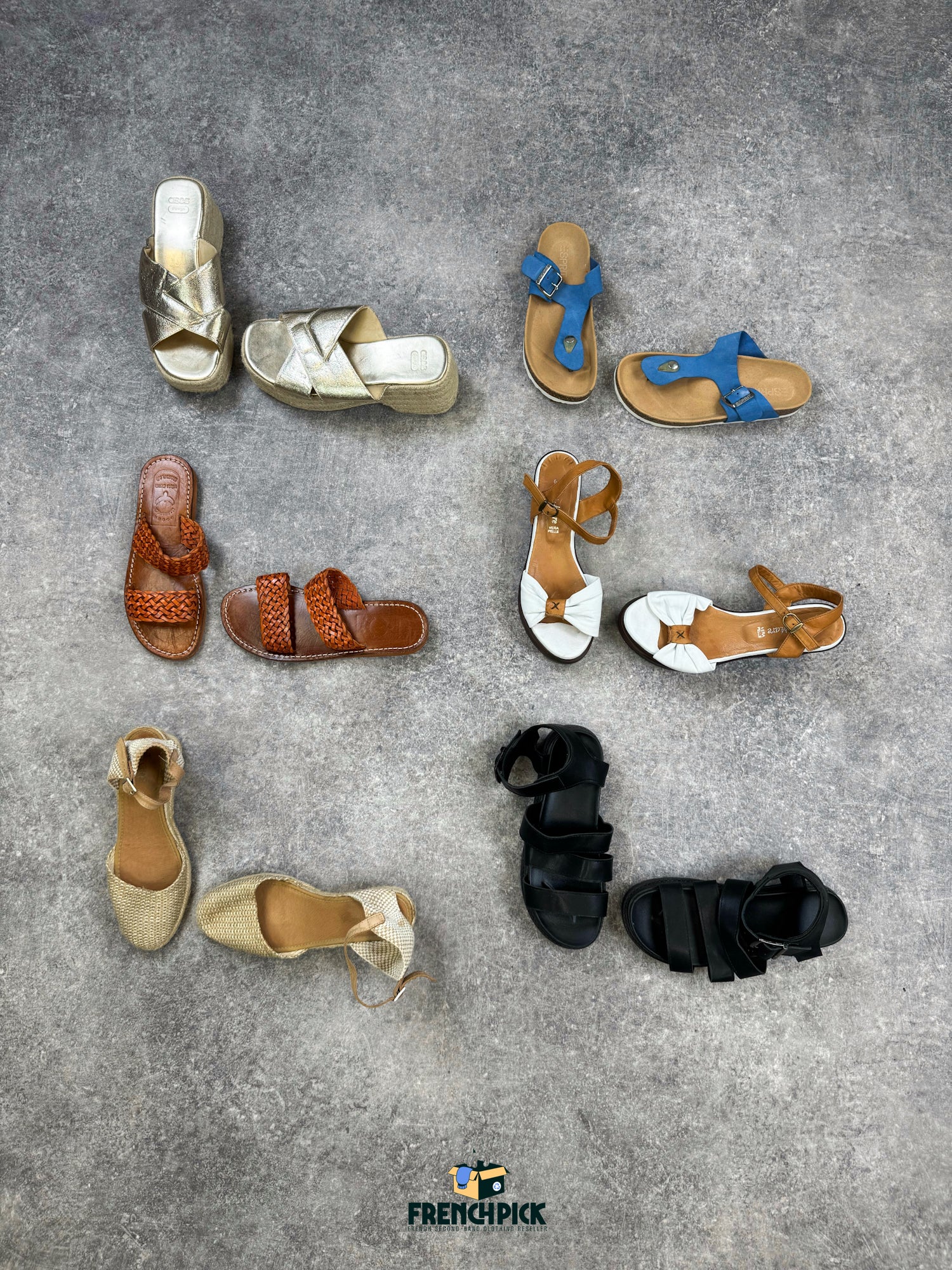 chaussures-sandales-plage-ete-a-talons-escarpins-compenses-toile-cuir-soiree-ballerines-femme-moderne-vetement-grossiste-friperie-wholesaler-seconde-main-marque-occasion-textile-piece-80-90-2000-2010-french-pick