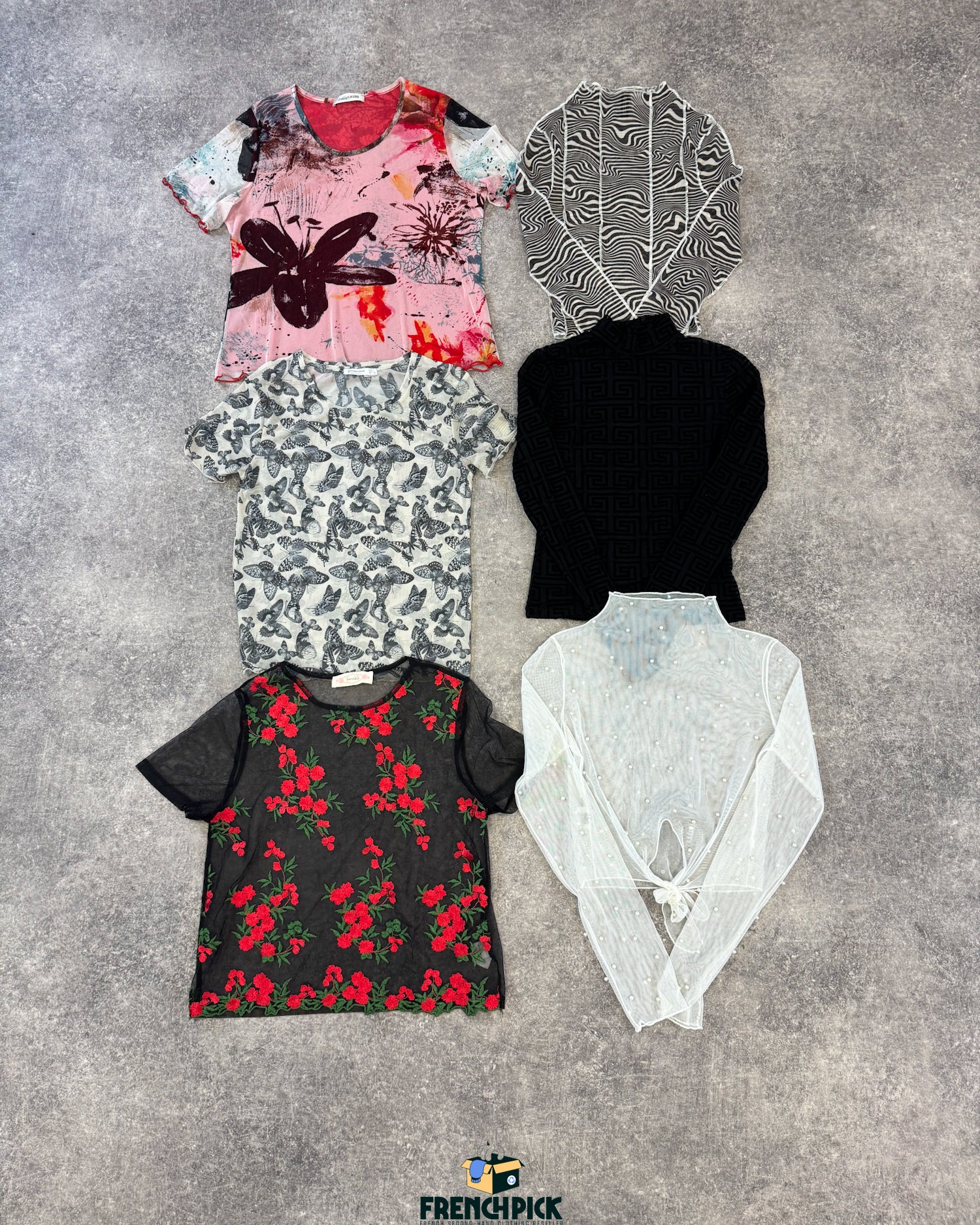 top-t-shirt-mesh-transparent-nylon-femme-moderne-vetement-grossiste-friperie-wholesaler-seconde-main-marque-occasion-textile-piece-80-90-2000-2010-french-pick