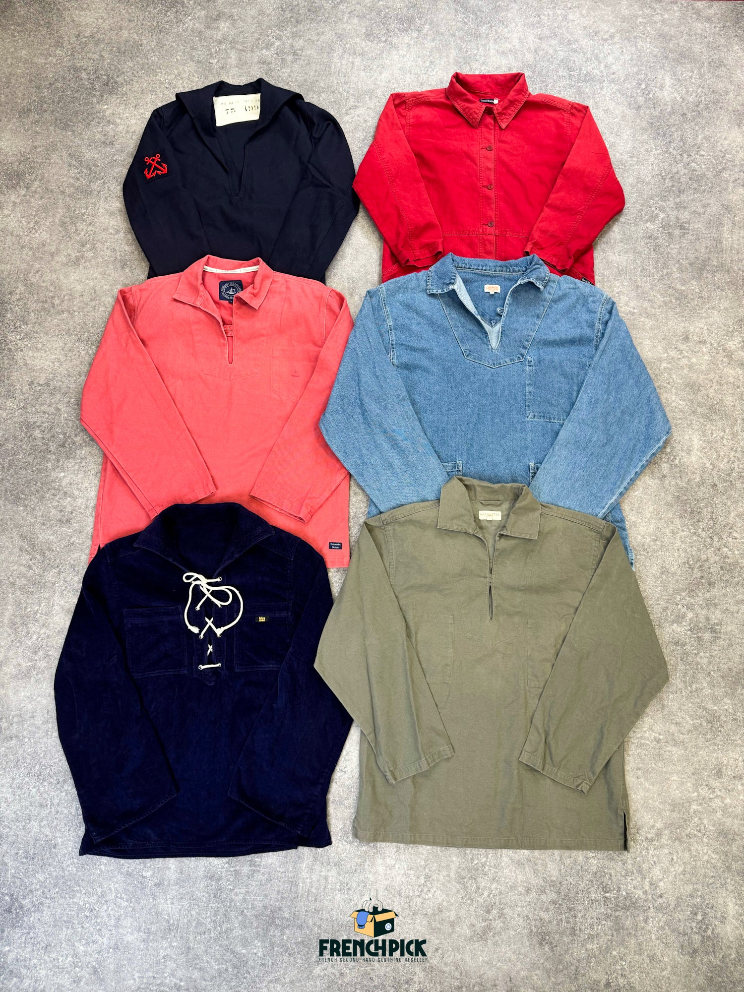 Vareuse-marin-veste-coupe-vent-coton-laine-marques-saint-james-armor-lux-mer-femme-homme-vintage-moderne-vetement-grossiste-friperie-wholesaler-seconde-main-marque-occasion-textile-piece-80-90-2000-2010-french-pick