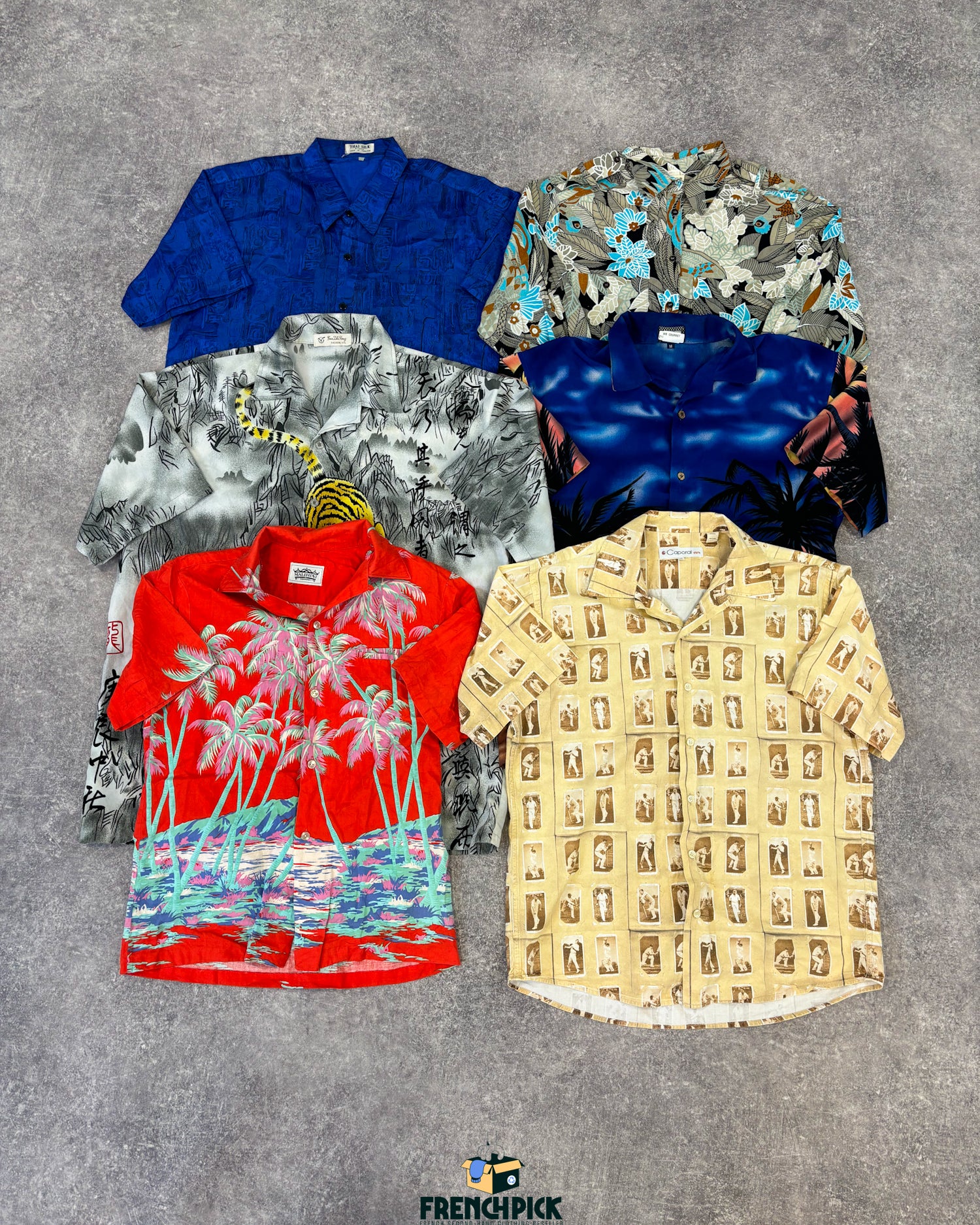 chemise-motifs-hawaï-seconde-main-grossiste-vintage-vetement-fripe-wholesale-style-annee-80-90-2000-2010