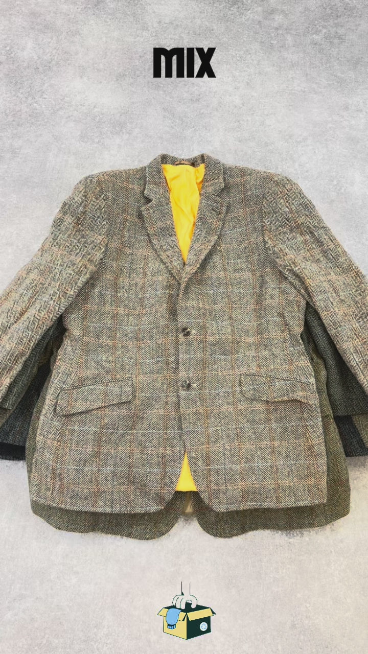 blazer-harris-tweed-homme-femme-vintage-moderne-laine-tweed-british-tailoring-veste-structuree-motifs-carreaux-chevrons-seconde-main-friperie-grossiste-wholesaler-vetement-vintage-80-90-2000-french-pick-reseller-vinted
